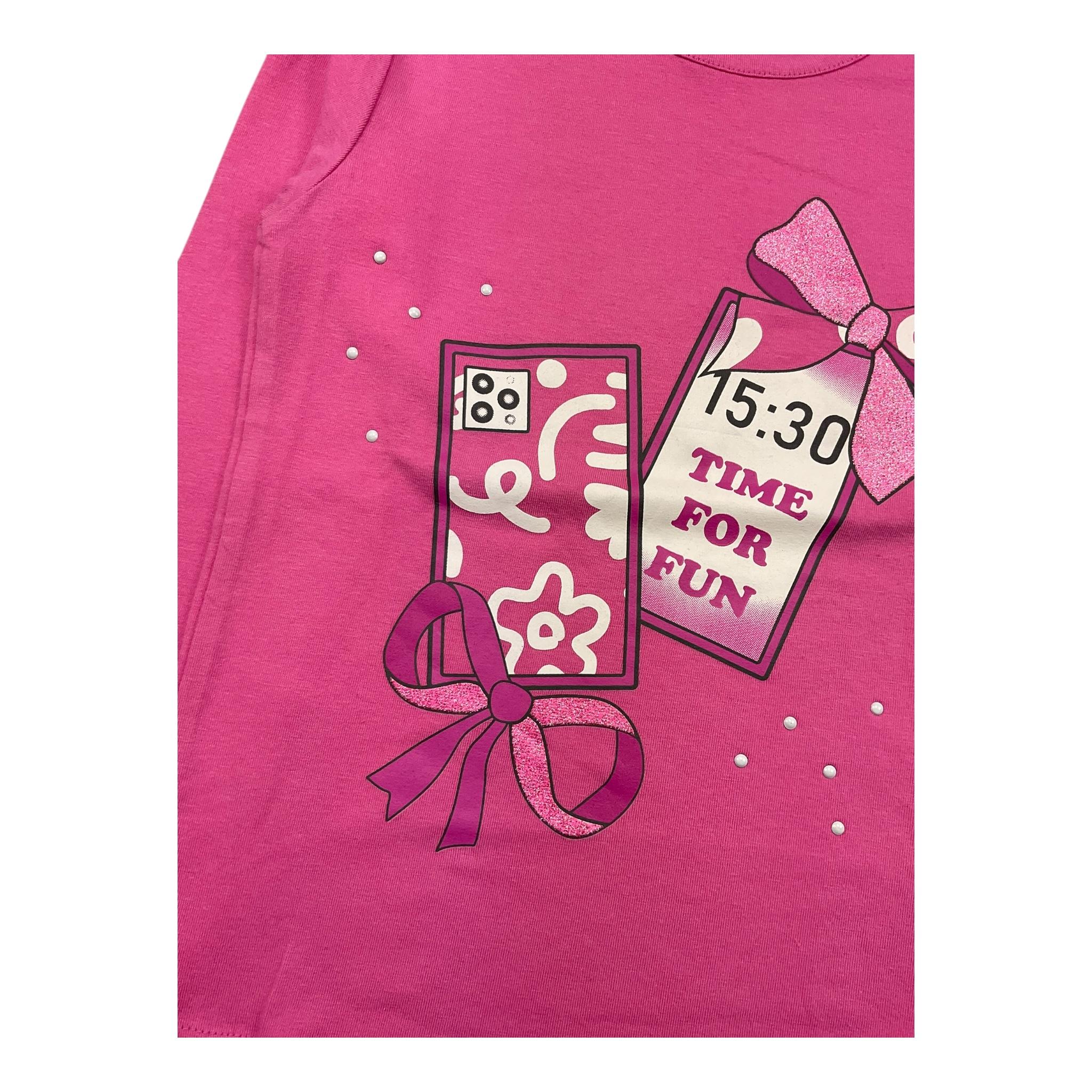 EMC shirt girocollo tinta unita con stampa Rosa per Bambina BX2290 ROSA EMC 