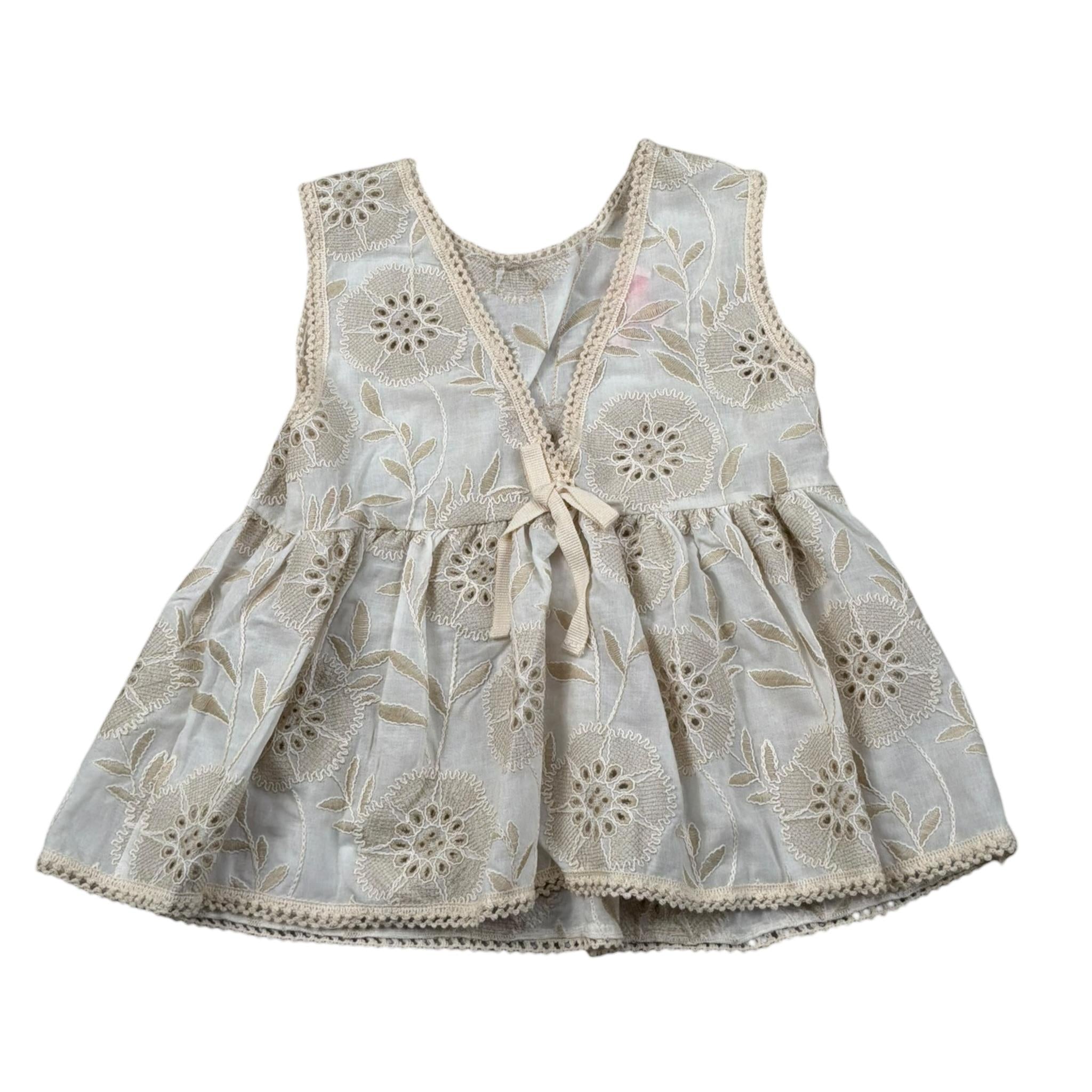 Imperial Camicia Giromanica Tinta Unita con Ricami per Bambina CC69390G75 PANNA IMPERIAL 