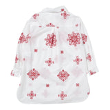 Little Ludo Long Sleeve Shirt Solid Color With Contrast Embroidery White For Girls