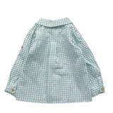 Babidu Long Sleeve Shirt Solid Color With Blue Check Pattern For Newborn