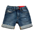 Dsquared2 Bermuda In Denim Tinta Unita Girovita Regolabile per Neonato K00362 BLU DIESEL 