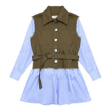 VICOLO abito manica lunga con finto gilet Verde/azzurro per Bambina 3141V00049X VERDE/AZZURRO VICOLO 