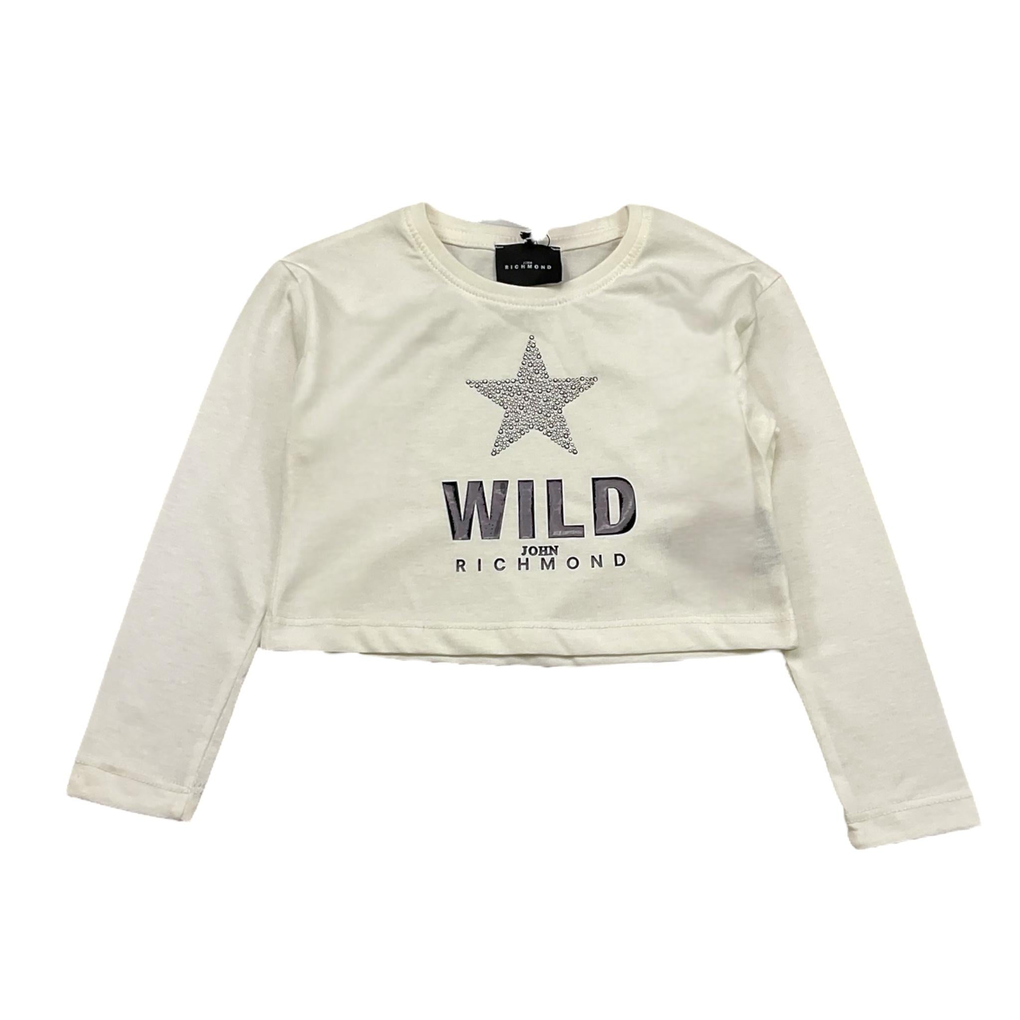 JOHN RICHMOND shirt modello crop tinta unita con stampa in contrasto Bianco per Neonata RGA24012TSNX BIANCO JOHN RICHMOND 