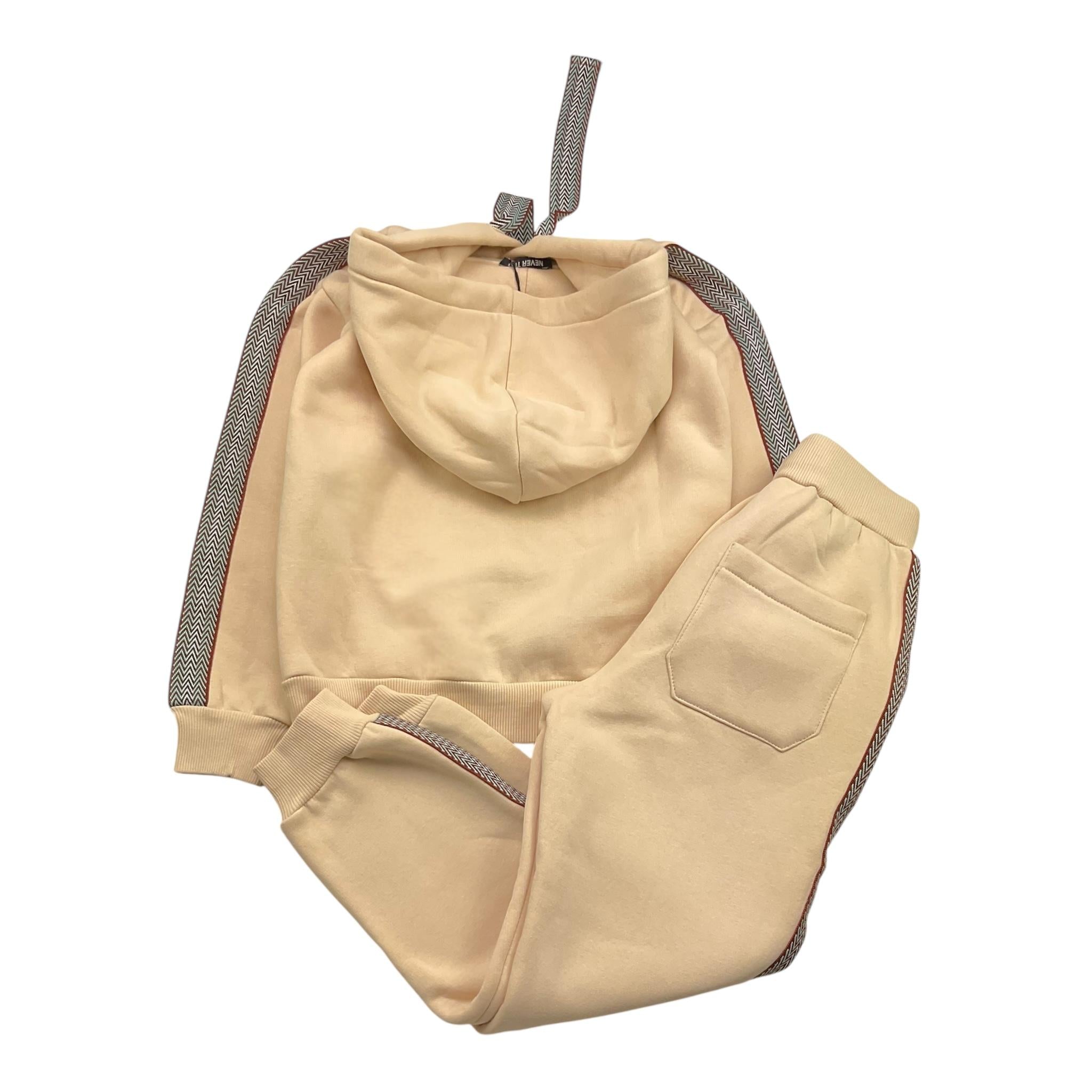 NEVER TOO completo 2pz felpa-pantalone tinta unita Beige per Bambino NT2089 BEIGE NEVER TOO 
