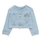 Nanan Solid Color Denim Jacket With Pockets Light Blue For Baby Girl