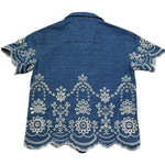 Saint Barth Camicia Mezza Manica Tinta Unita In Pizzo Sangallo per Bambina CLEMENTINE BLU SAINT BARTH 