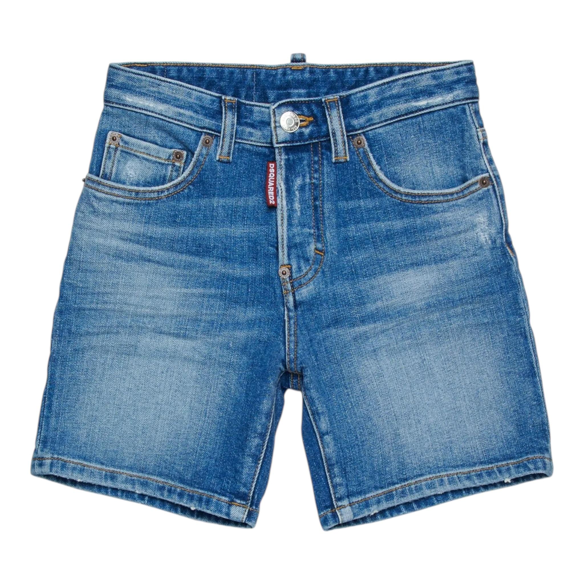 Dsquared2 Bermuda In Denim Tinta Unita per Bambino DQ2838XX AZZURRO DSQUARED2 