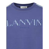 Lanvin T-Shirt Girocollo Tinta Unita con Stamp per Bambino N30129 BLU LANVIN 