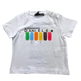 Daniele Alessandrini Solid Color Crew Neck T-Shirt With Print White For Newborn