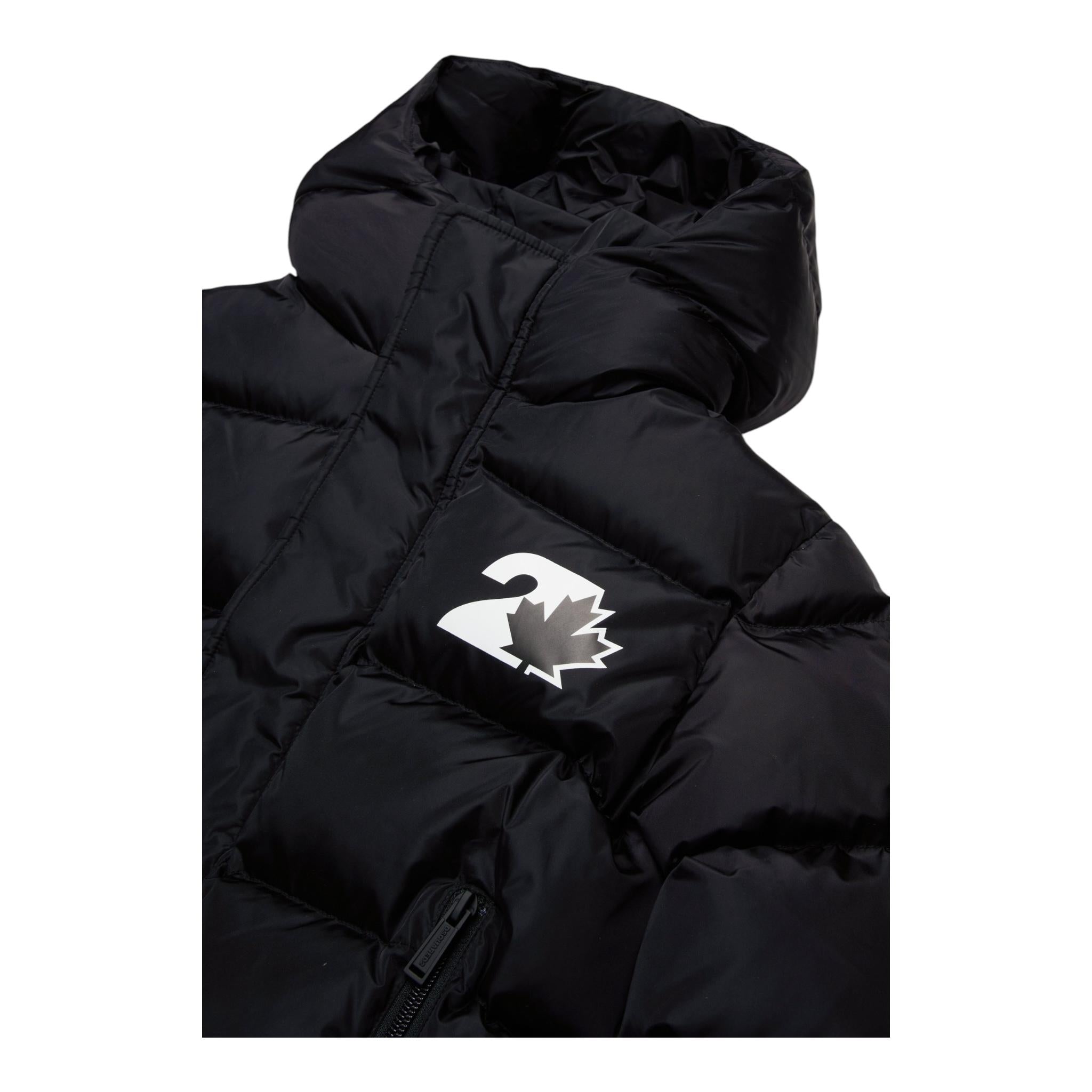 DSQUARED2 giubbino bicolore con cappuccio e stampa logo Nero per Bambino DQ2449 NERO DSQUARED2 