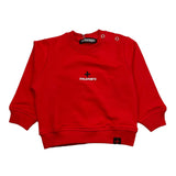 Zu+Elements Solid Color Crewneck Sweatshirt With Red Logo Print For Newborns