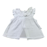 Yoedu Solid Color White Baby Girl Sleeveless Shirt