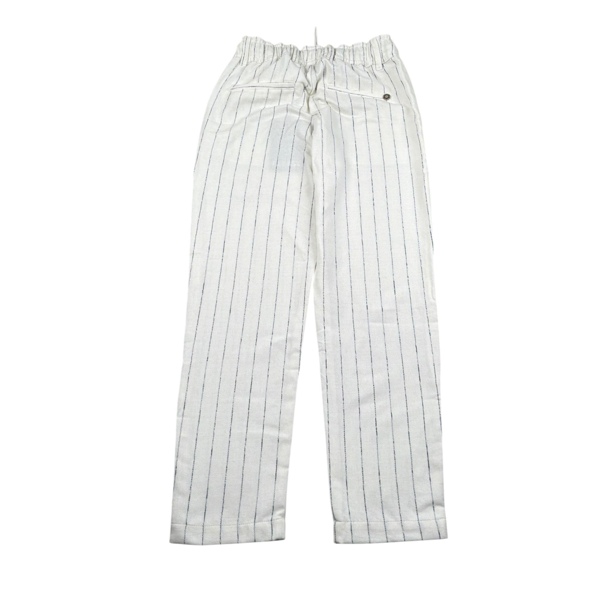 Please Pantalone Tinta Unita con Fantasia A Righe per Bambino PE75131B73 PANNA PLEASE 