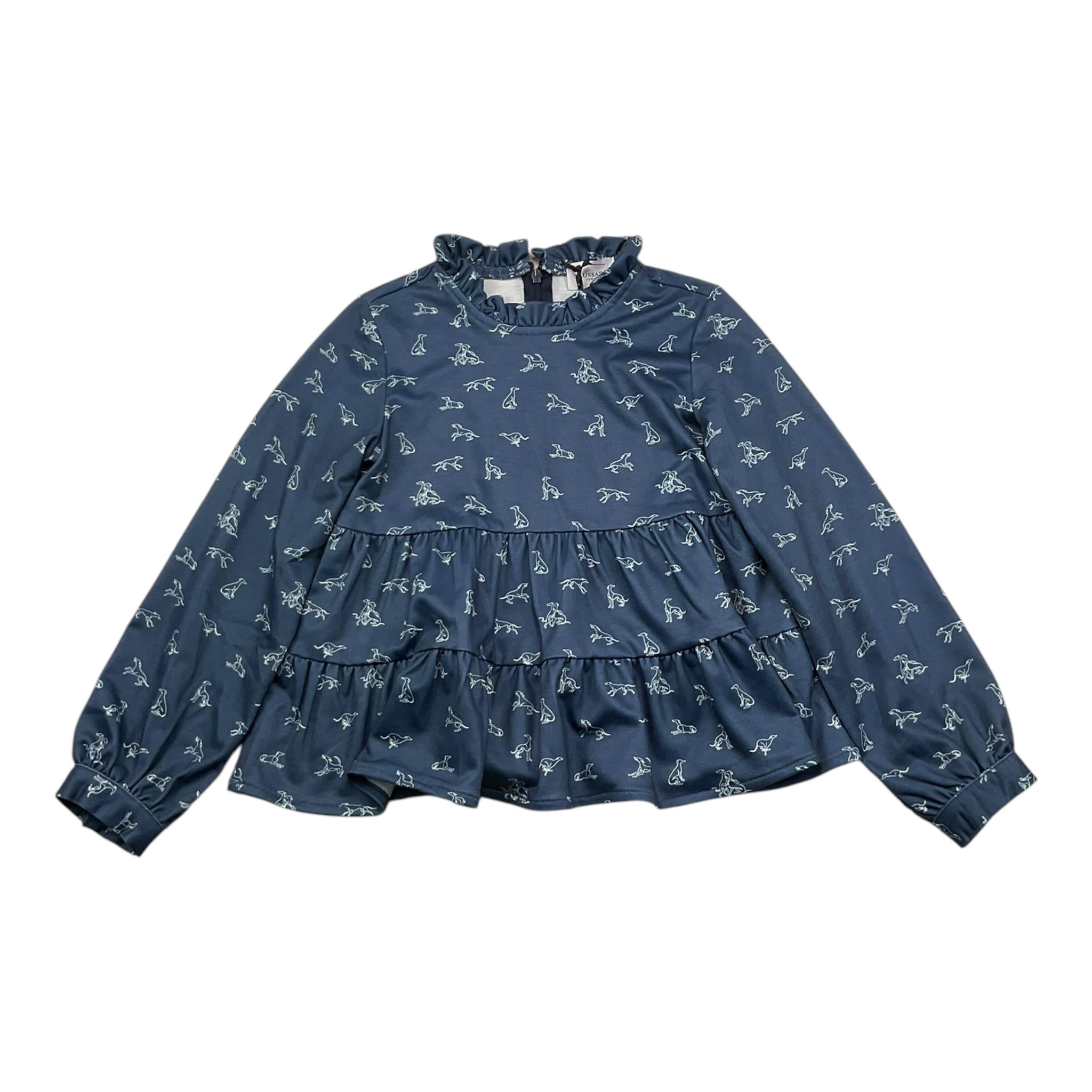 TRUSSARDI camicia manica lunga tinta unita con stampa cani Blu per Bambina TGA25022 BLU TRUSSARDI 