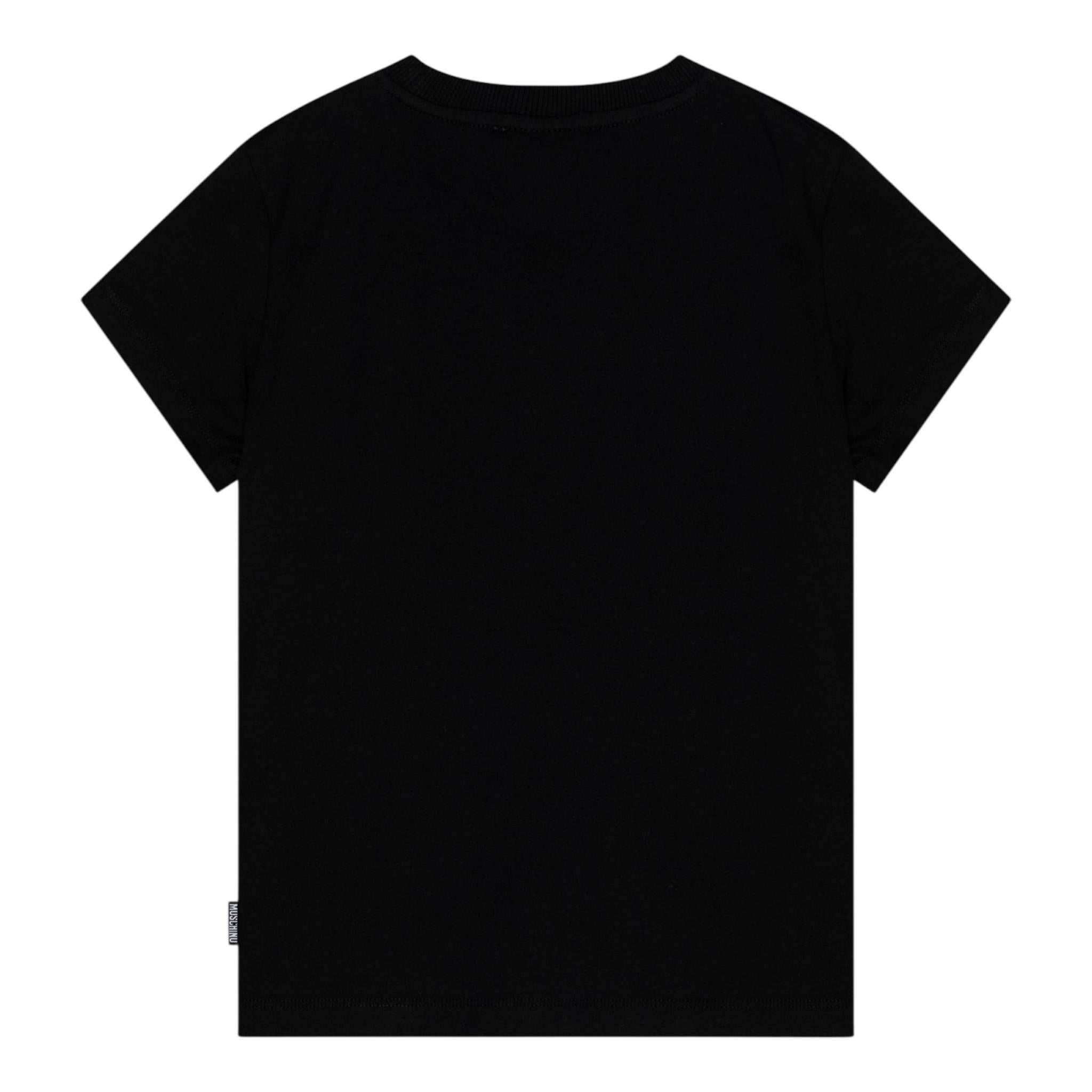 MOSCHINO t-shirt girocollo tinta unita con ricamo orso Nero per Bambino HTM04K NERO MOSCHINO 