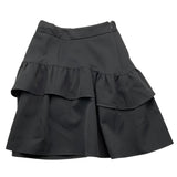 Odi Et Amo Black Ruffled Solid Color Skirt For Girls
