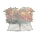 Nikolia Top Tinta Unita Giromanica con Piume per Bambina GLORIATOP ROSA NIKOLIA 