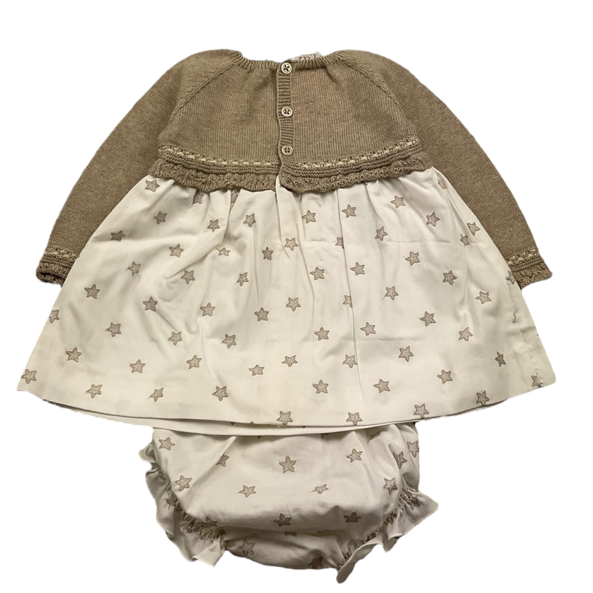 ELISABETTA FRANCHI set abito bicolore con culotte Beige/bianco per Neonata 004121903 BEIGE/BIANCO ELISABETTA FRANCHI 