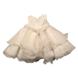 Mimilu' Solid Color Ceremonial Dress with Armhole and Pink Belt for Girls
