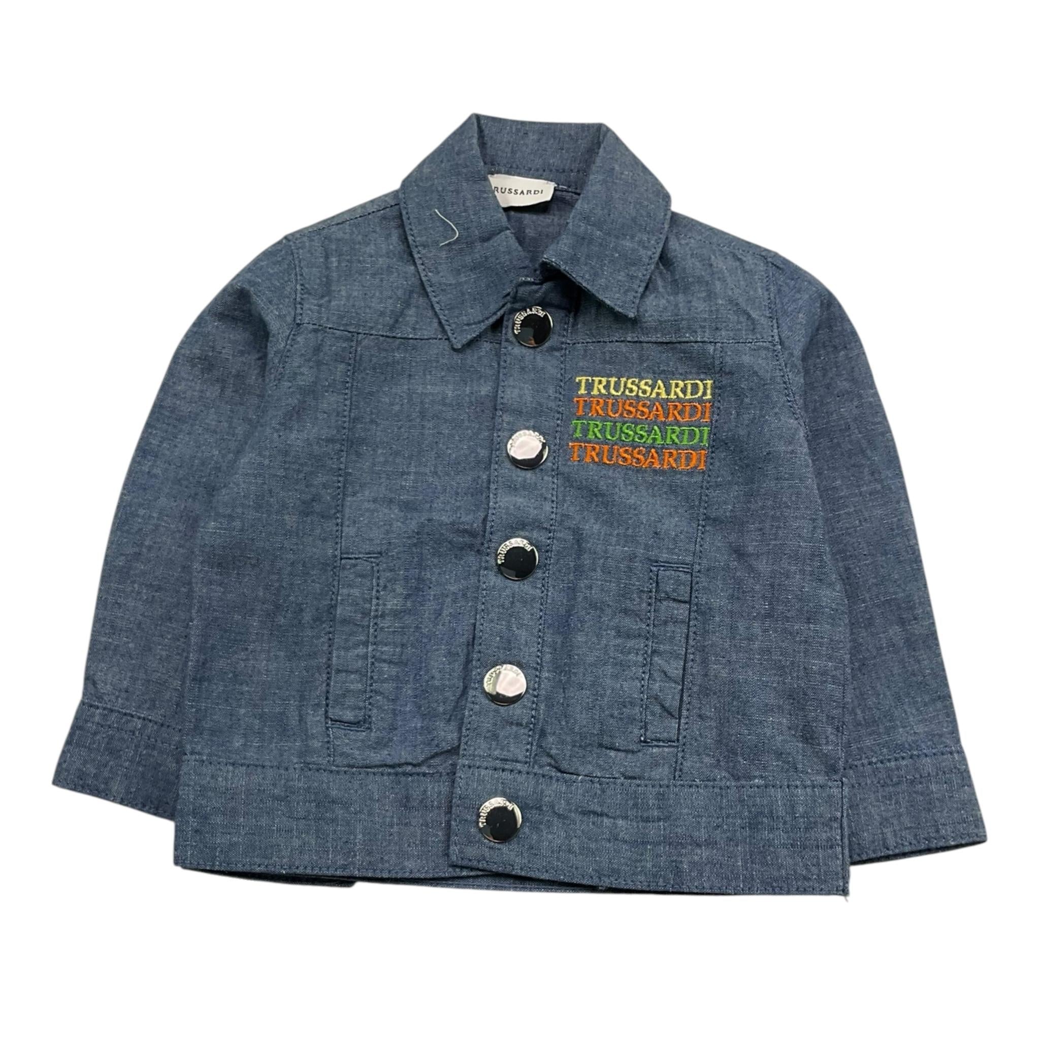 Trussardi Camicia In Denim Tinta Unita con Stampa per Neonato TIP25019GB AZZURRO TRUSSARDI 
