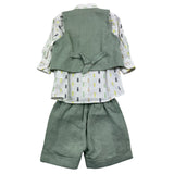 Shako' Complete 3 Piece Shirt-Waistcoat-Bermuda Green For Newborn