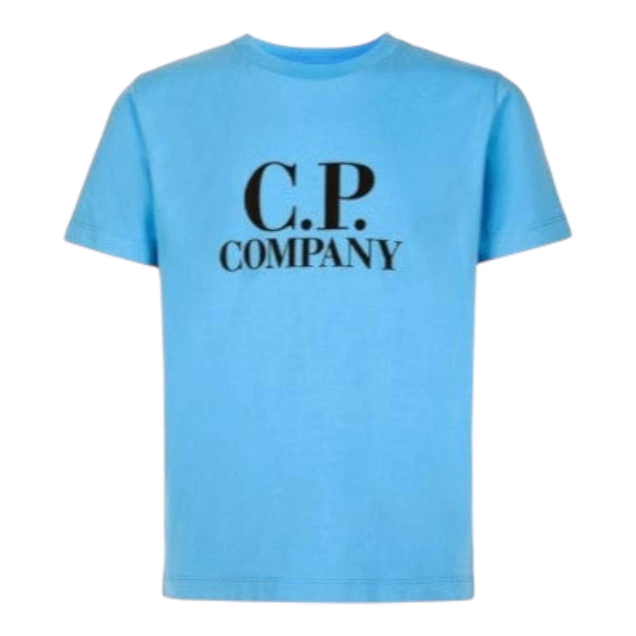 C.P. Company T-Shirt Girocollo tinta unita con Stampa Turchese per Bambino CUM006 TURCHESE C.P. COMPANY 