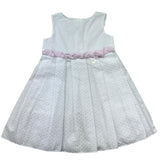 Le Bebe Abito Giromanica Tinta Unita con Ricami per Neonata LBG0667 BIANCO LE BEBE 