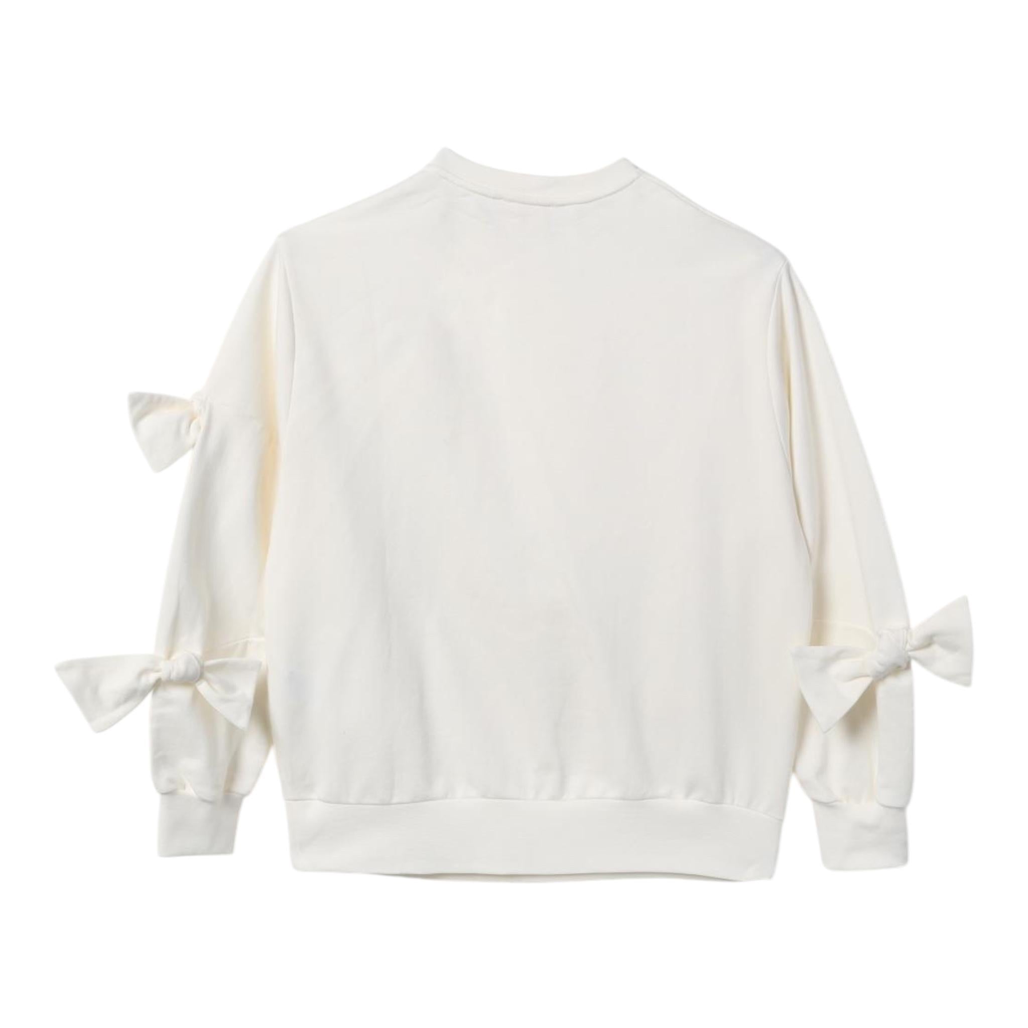 ELISABETTA FRANCHI felpa chiusa girocollo tinta unita con fiocchi Panna per Bambina EFFE136 PANNA ELISABETTA FRANCHI 