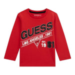 GUESS shirt girocollo tinta unita con stampa in contrasto Rosso per Neonato N4BI11I3Z4 ROSSO GUESS 