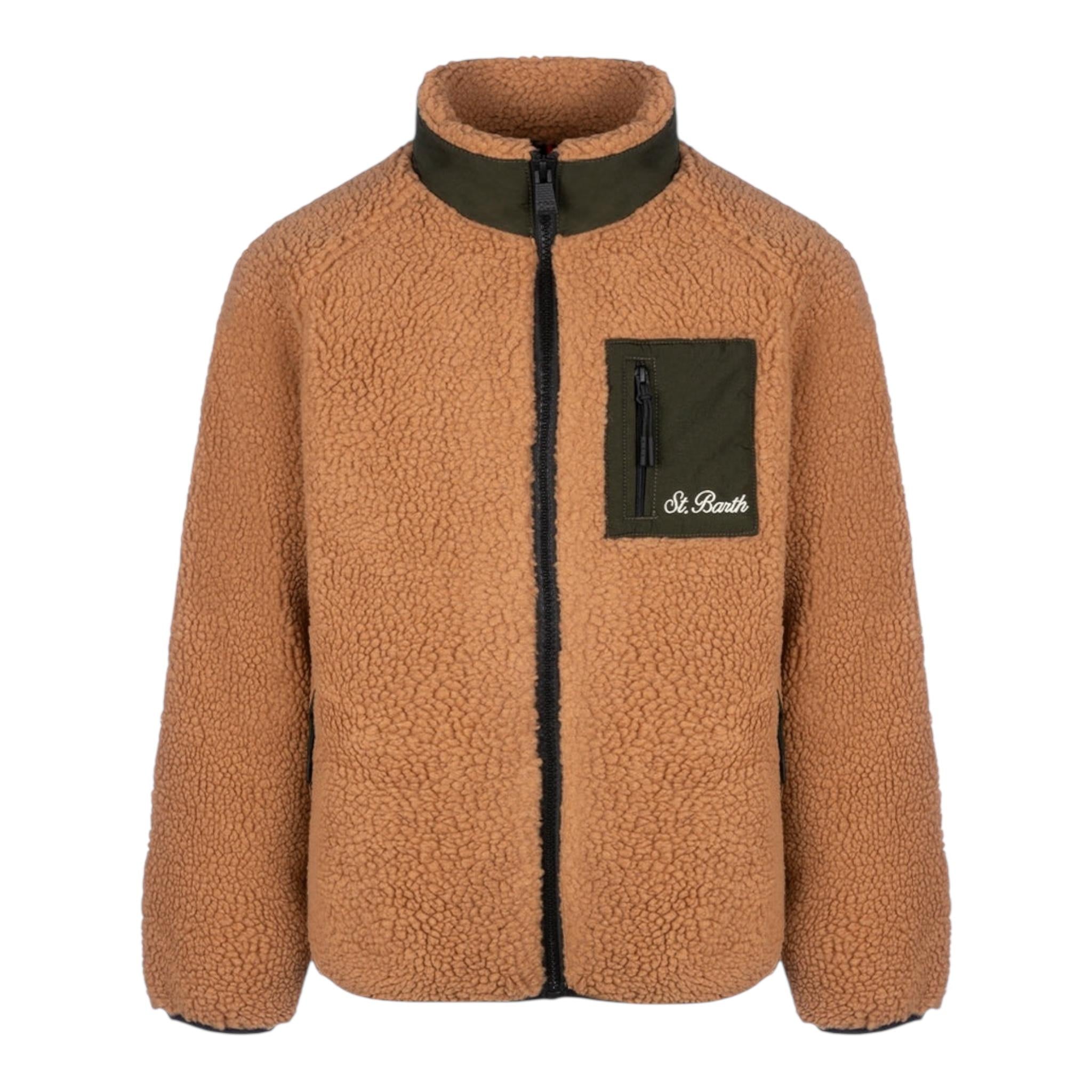 SAINT BARTH giubbino teddy tinta unita con zip e ricamo snoopy Marrone per Bambino KEY0005X MARRONE SAINT BARTH 