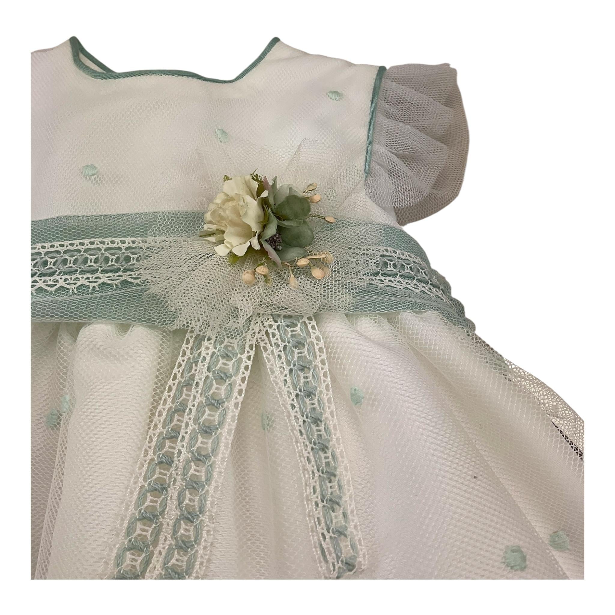 Pontoporponto Abito Ceriminiale Tinta Unita con Tulle per Neonata 6148 BIANCO PONTOPORPONTO 