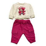 FUN PARIS completo 2 pezzi felpa-pantalone bicolore Bianco/fuxia per Neonata 0062 BIANCO/FUXIA FUN PARIS 