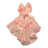 Miss Blumarine Solid Color Ceremony Dress With Peach Ruffles For Girls