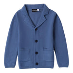 SARABANDA giacca in maglia tinta unita con toppe Blu per Bambino 0A104 BLU SARABANDA 