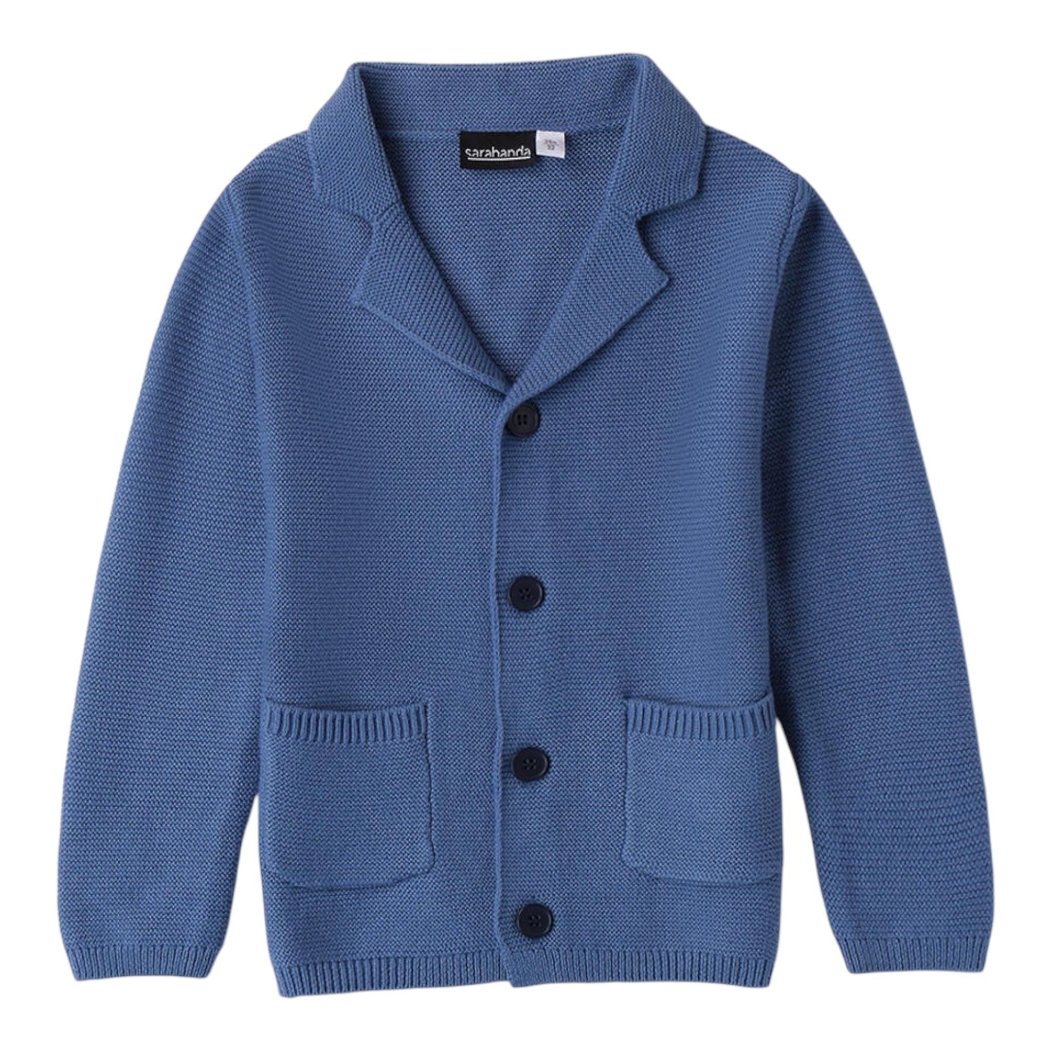 SARABANDA giacca in maglia tinta unita con toppe Blu per Bambino 0A104 BLU SARABANDA 