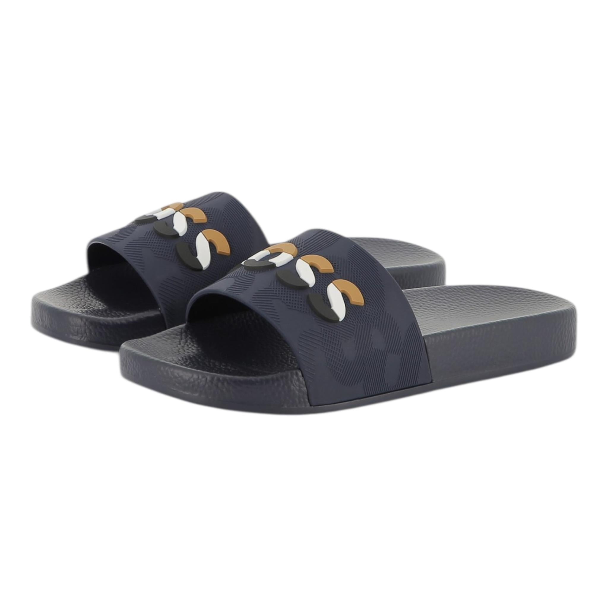 Boss Ciabatte Tinta Unita con Logo per Bambino J52269 BLU BOSS 