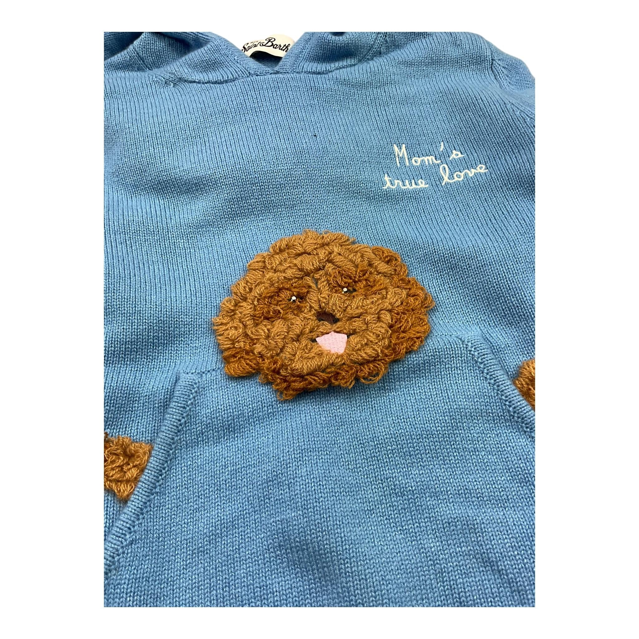 SAINT BARTH maglia tinta unita con cappuccio e stampa Azzurro per Bambina MEG0008 AZZURRO SAINT BARTH 