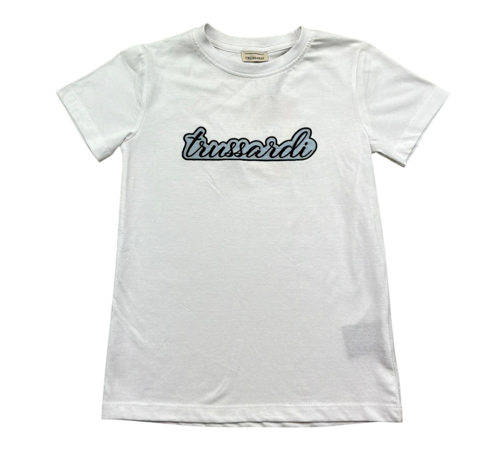 Trussardi T-Shirt Girocollo Tinta Unita con Stampa per Bambino TBP26041TS BIANCO TRUSSARDI 