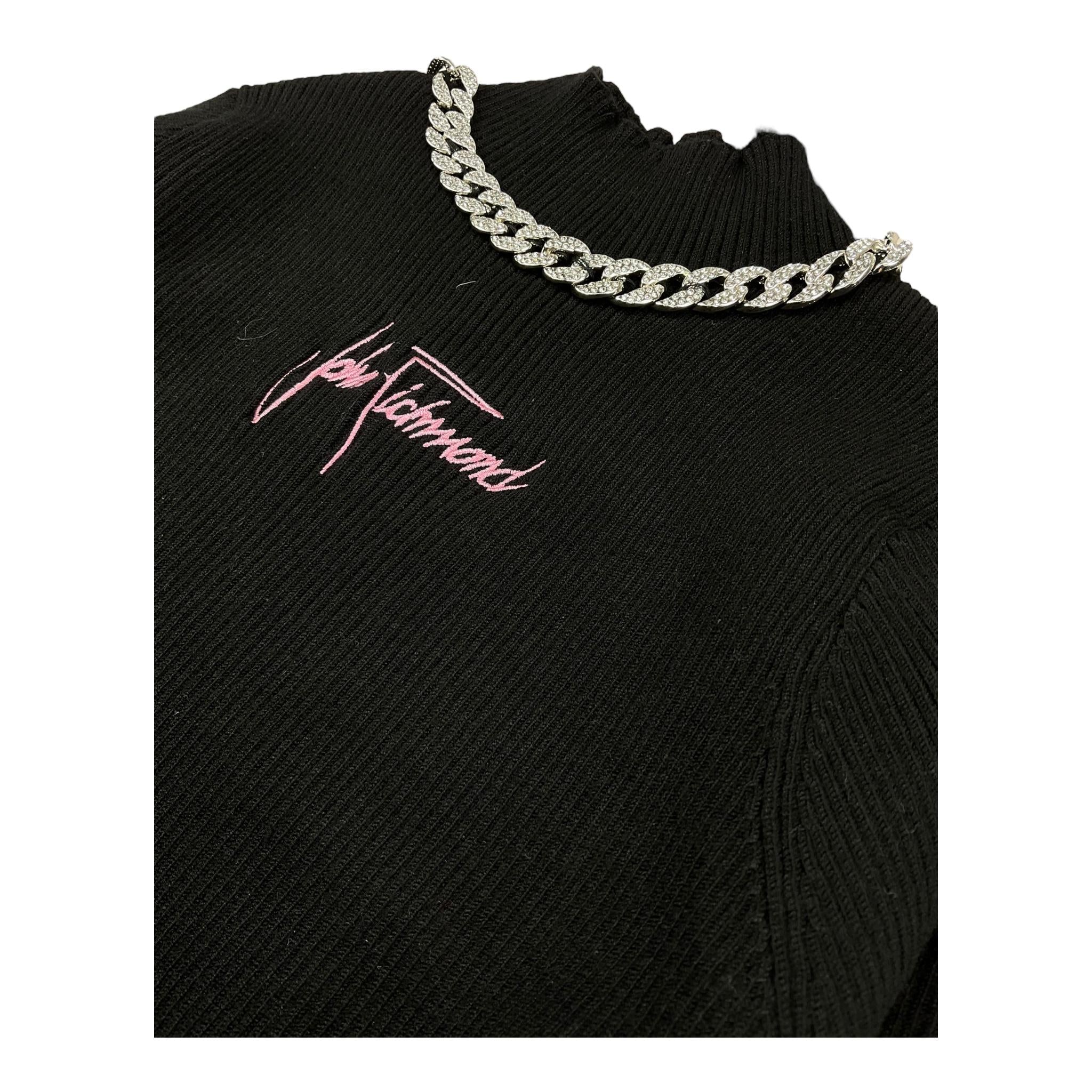 JOHN RICHMOND maglia mezza collo tinta unita con applicazioni Nero per Neonata RGA24080MAN NERO JOHN RICHMOND 