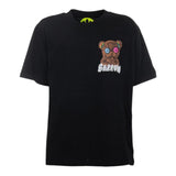 Barrow Kids Solid Color Crew Neck T-Shirt With Front And Back Print Black For Girls