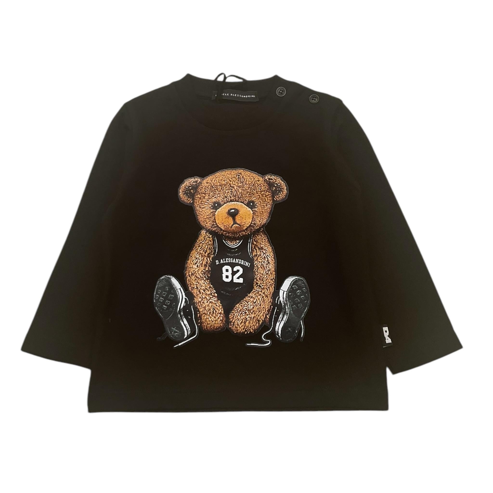 DANIELE ALESSANDRINI shirt girocollo tinta unita con stampa Nero per Neonato 1291M00021 NERO DANIELE ALESSANDRINI 