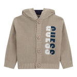 GUESS cardigan tinta unita con cappuccio e logo Beige per Neonato I4YR00Z2NN0 BEIGE GUESS 