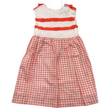 Ilfarobimbi Plain Dress With Armholes And White Check Pattern For Baby Girl