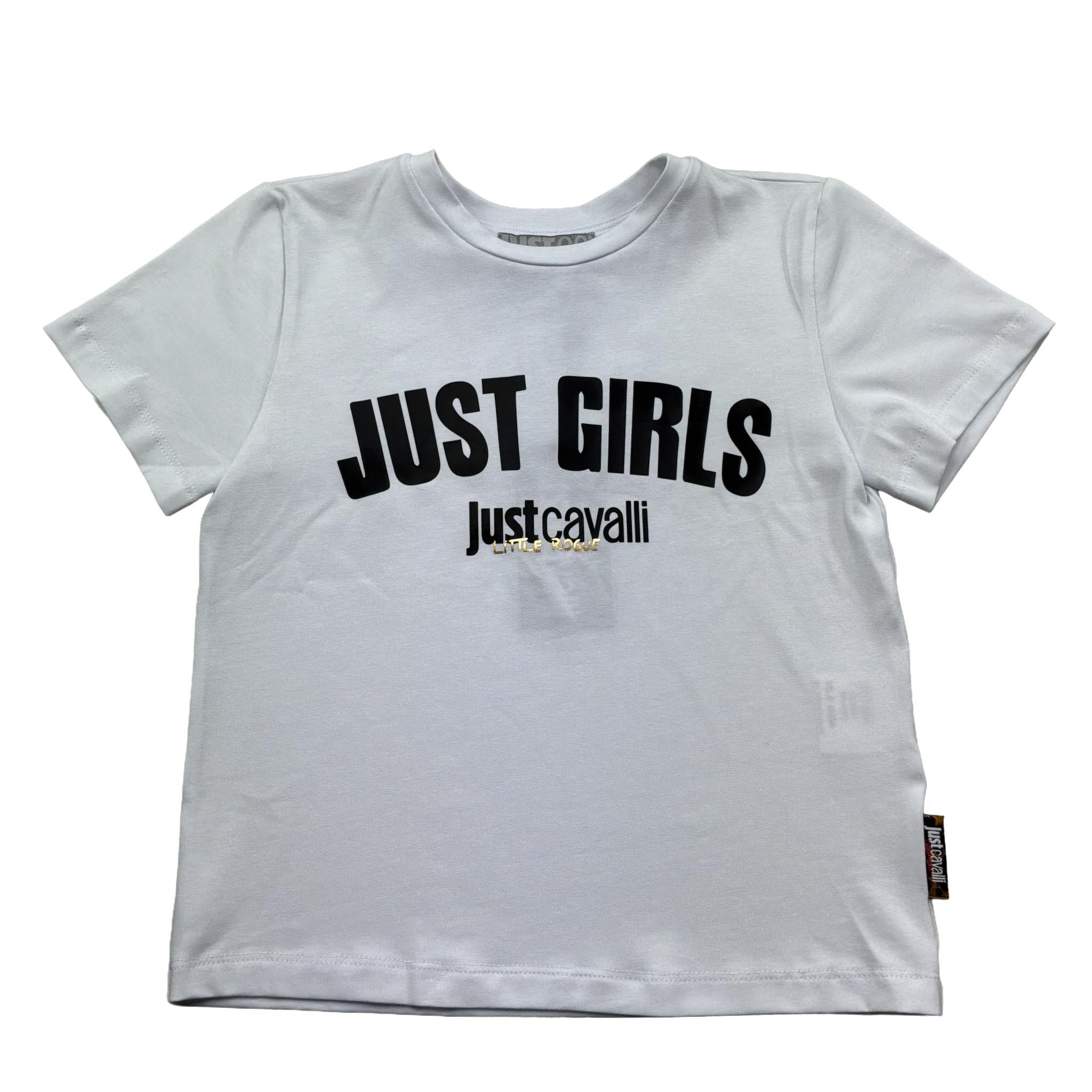 Just Cavalli T-Shirt Girocollo Tinta Unita con Stampa per Bambina JGP26220TS BIANCO JUST CAVALLI 