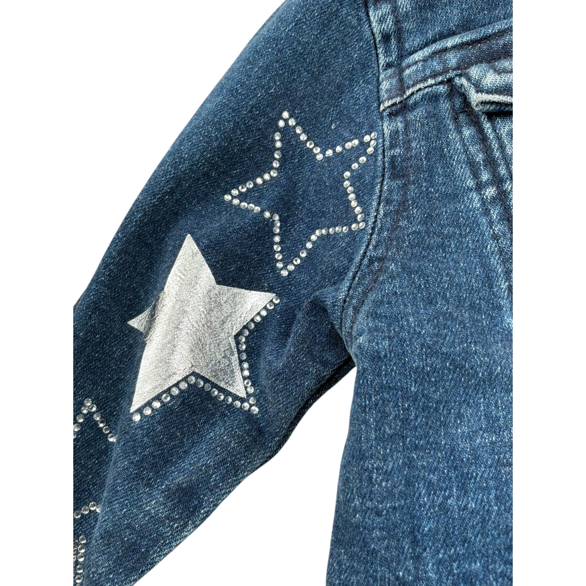Guess Giubbino In Denim Tinta Unita con Stelle per Bambina K2RL00D4M90 BLU GUESS 