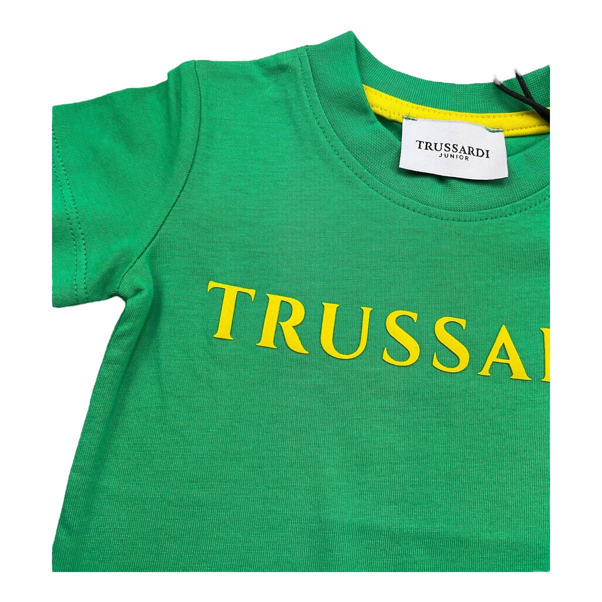 Trussardi T-Shirt Girocollo Tinta Unita con Logo per Neonato TIP24001TS VERDE TRUSSARDI 