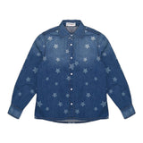 Vicolo Long Sleeve Denim Shirt Solid Color With Blue Star Print For Girls