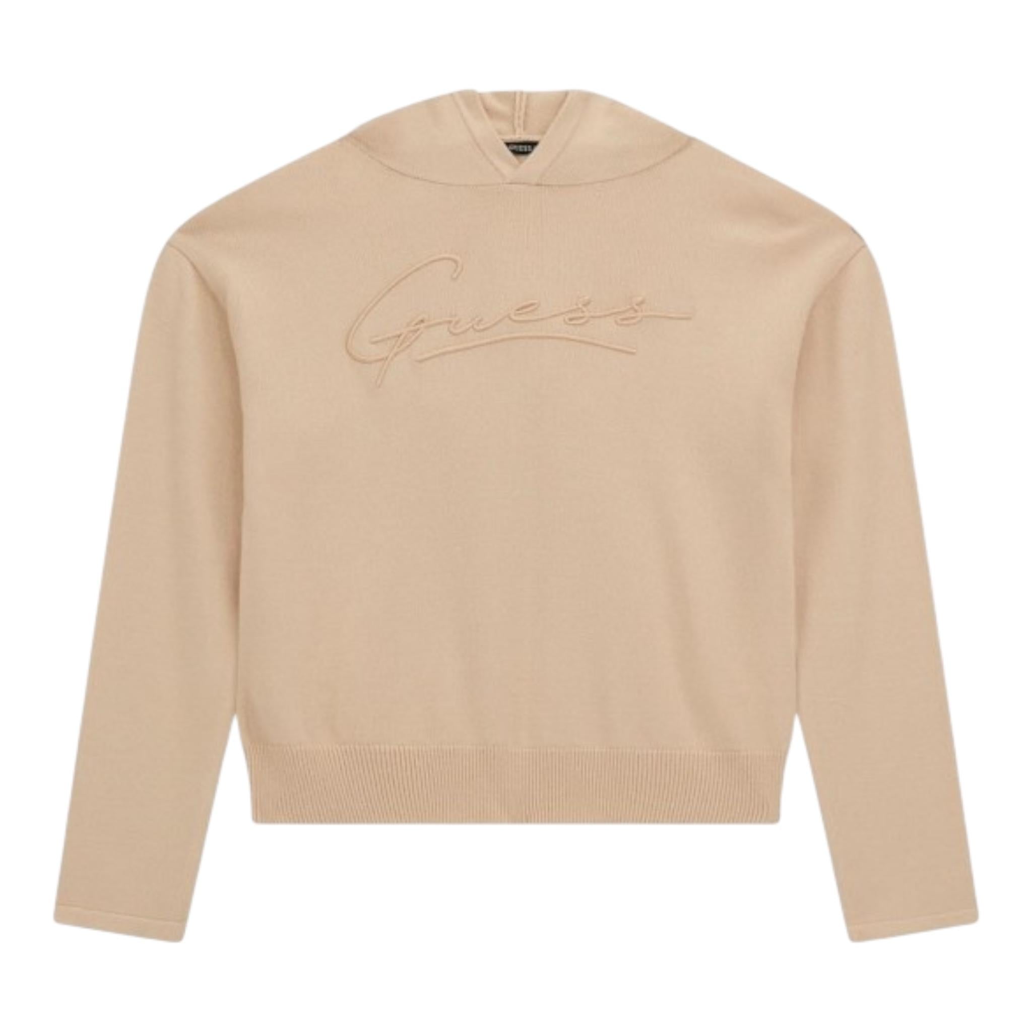 GUESS felpa tinta unita con cappuccio e logo Beige per Bambina J4BR16Z2V42 BEIGE GUESS 