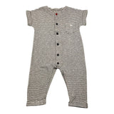 Lalalu' Plain Onesie with Striped Pattern Half Sleeve White for Newborns