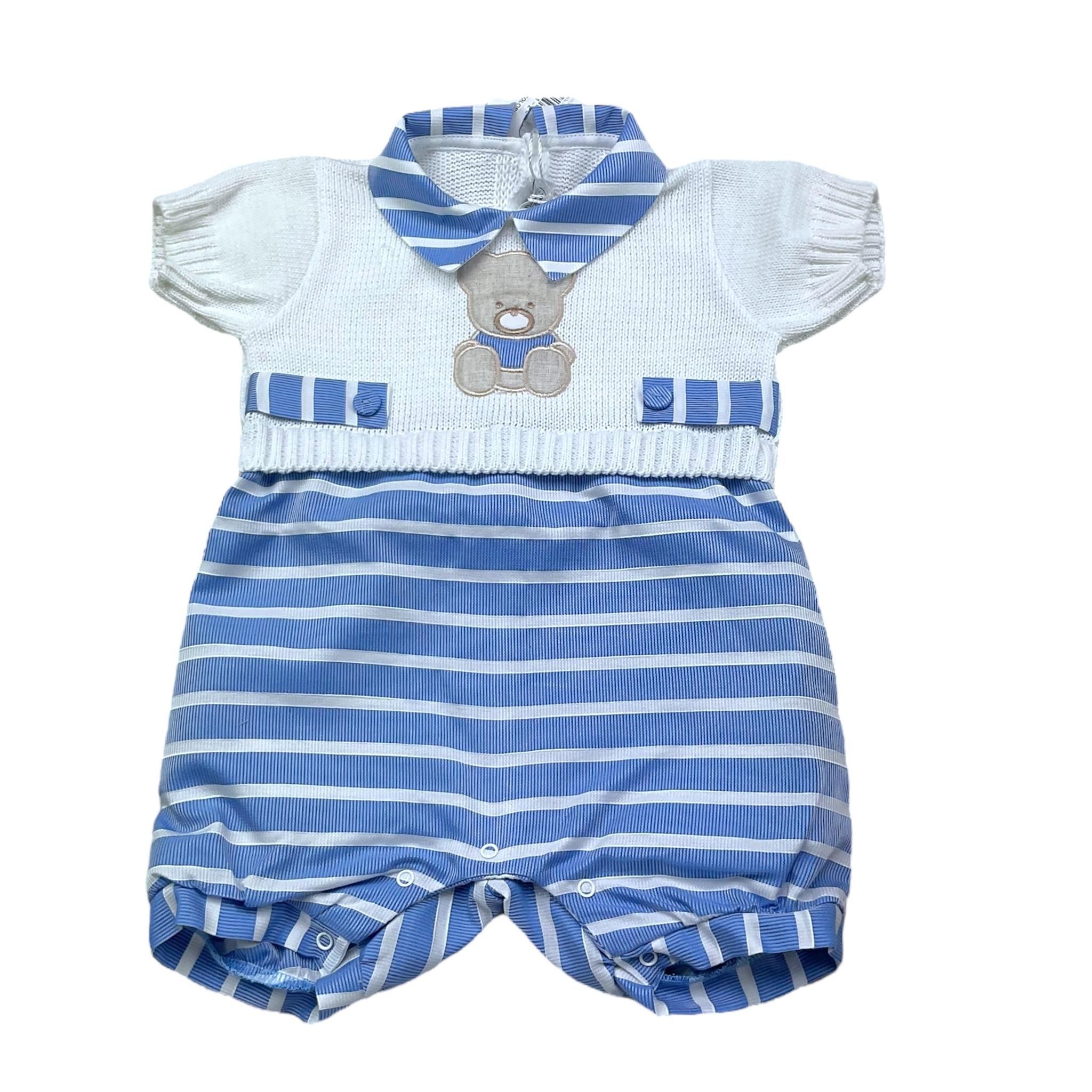 La Sartoria Dei Piccoli Pagliaccetto Bicolore con Stampa per Neonato LP004 BIANC/BLU LA SARTORIA DEI PICCOLI 